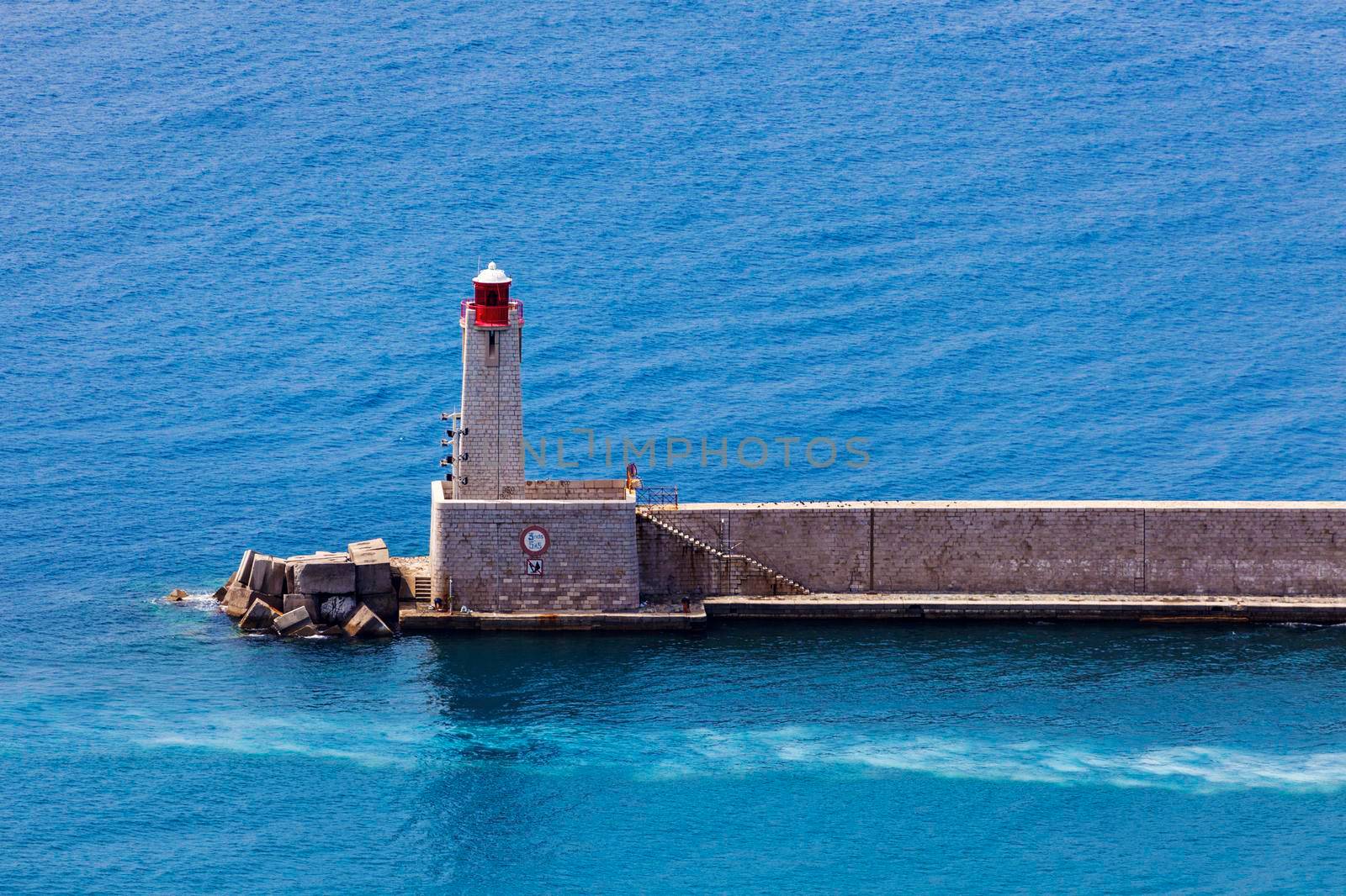 Nice Lighthouse - aerial view. Nice, French Riviera, France.
