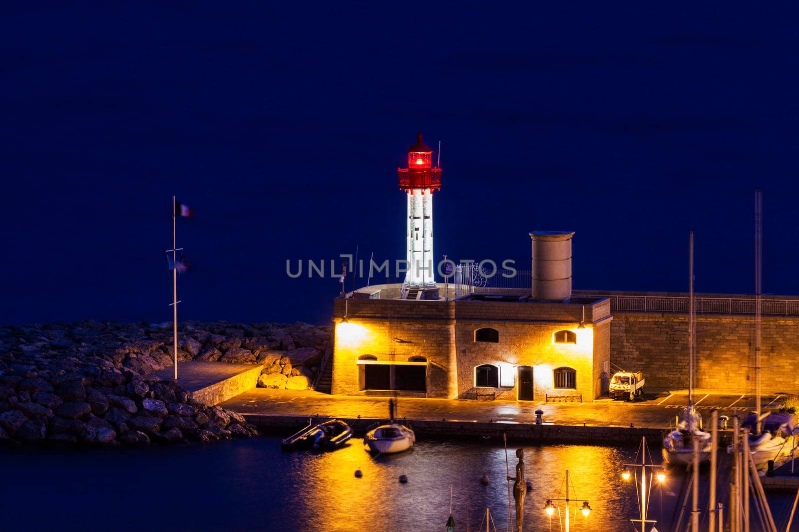 Menton lighthouse. Menton, Provence-Alpes-Cote d'Azur, France