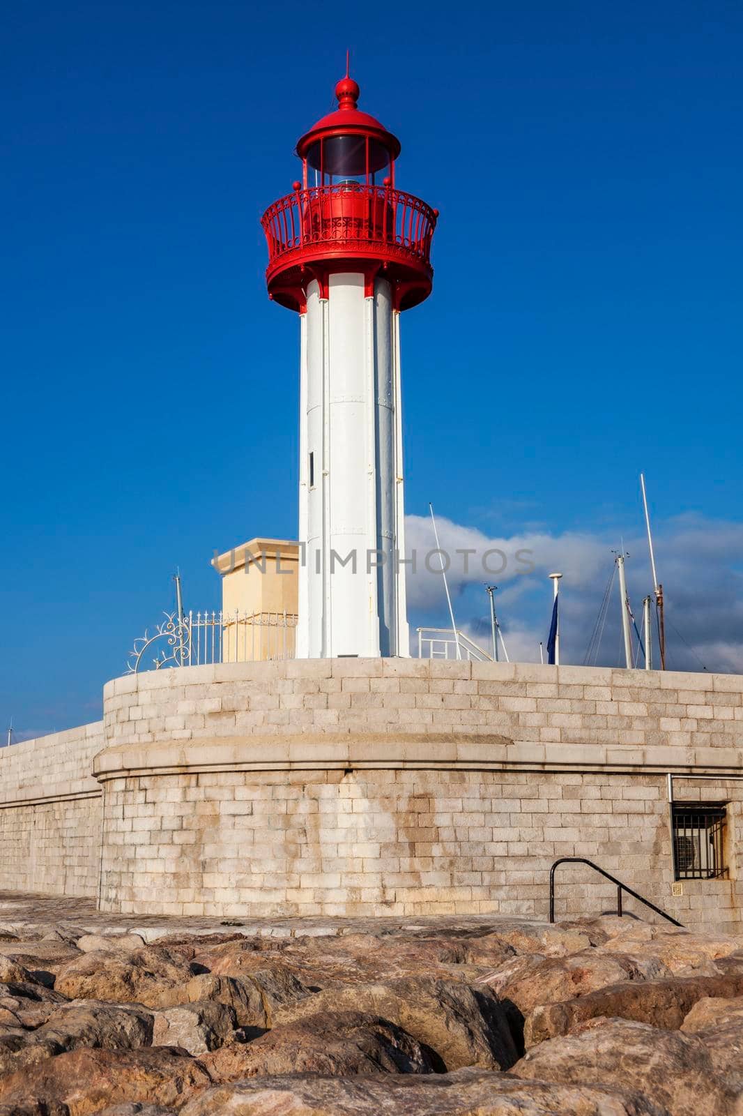 Menton lighthouse. Menton, Provence-Alpes-Cote d'Azur, France