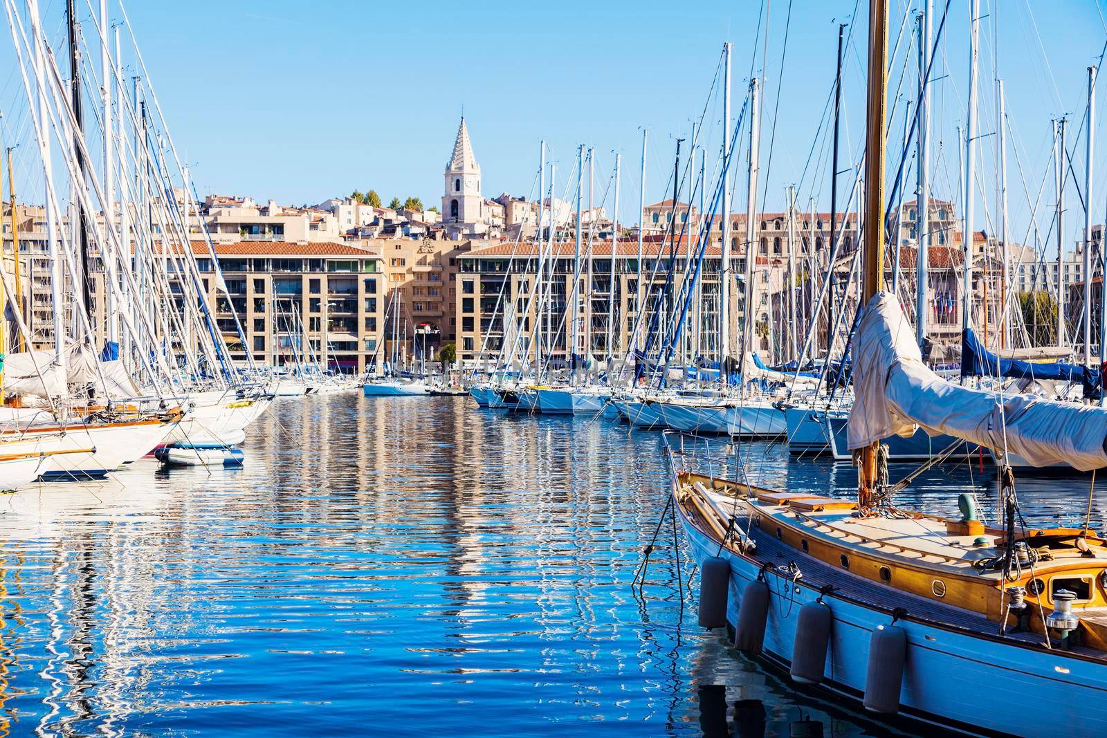 Vieux port - Old Port in Marseille. Marseille, Provence-Alpes-Cote d'Azur, France.