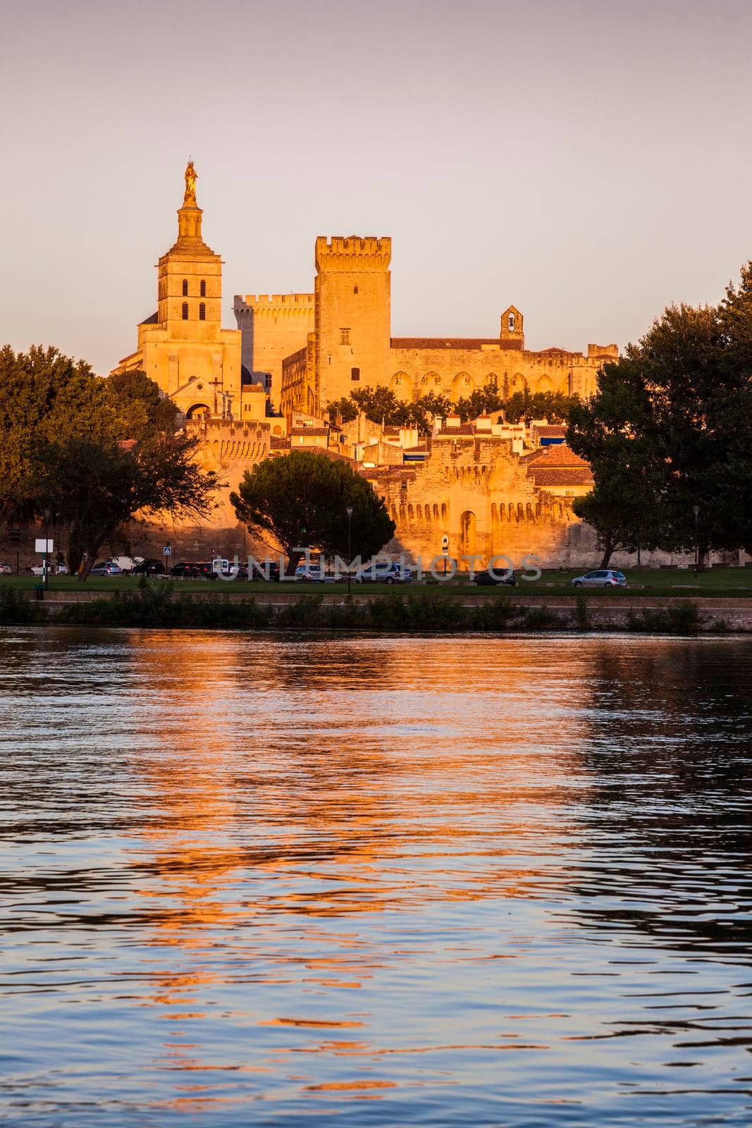 Avignon Cathedral at sunset. Avignon, Provence-Alpes-Cote d'Azur, France.