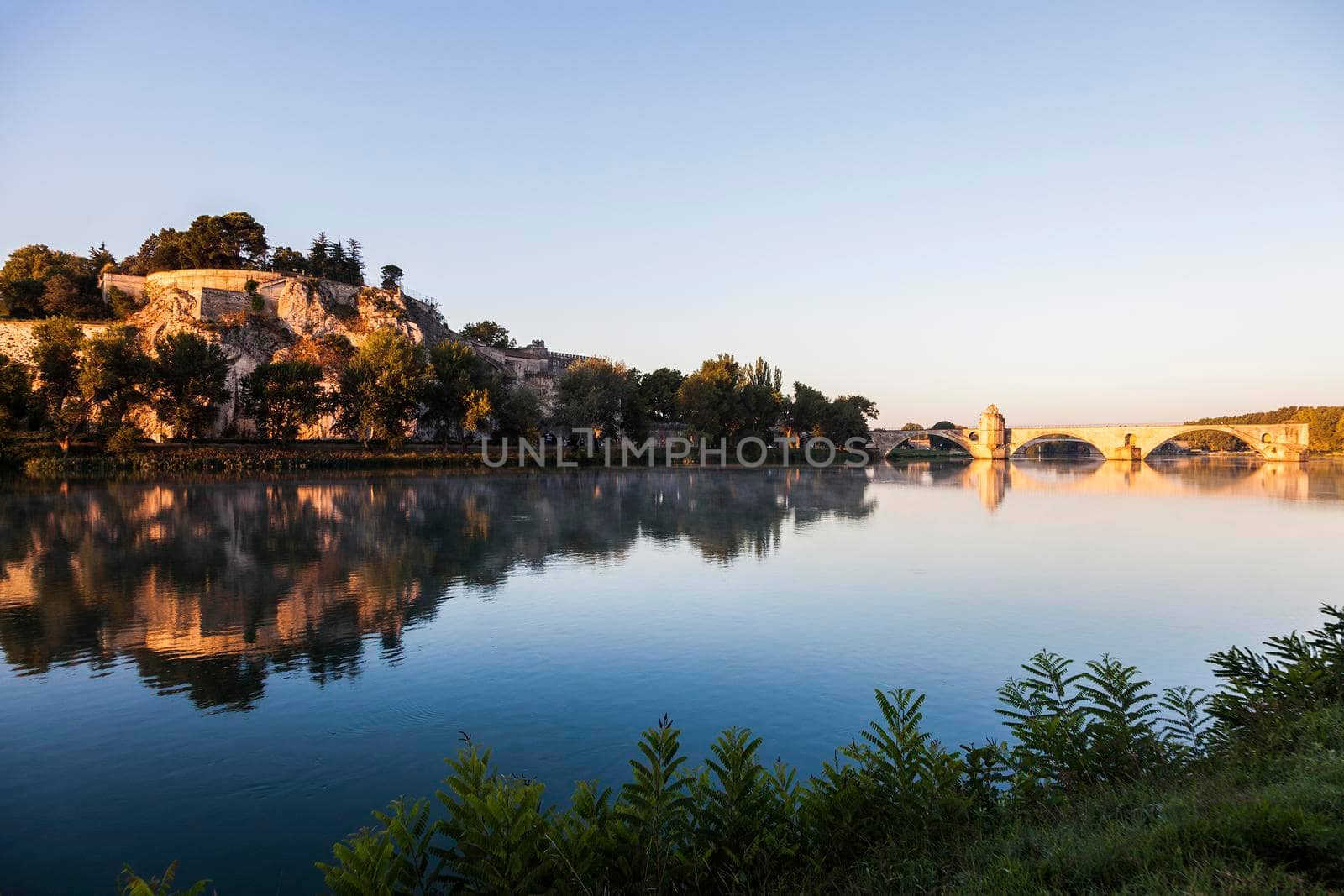 Pont Saint-Benezet and Rhone River in Avignon. Avignon, Provence-Alpes-Cote d'Azur, France.