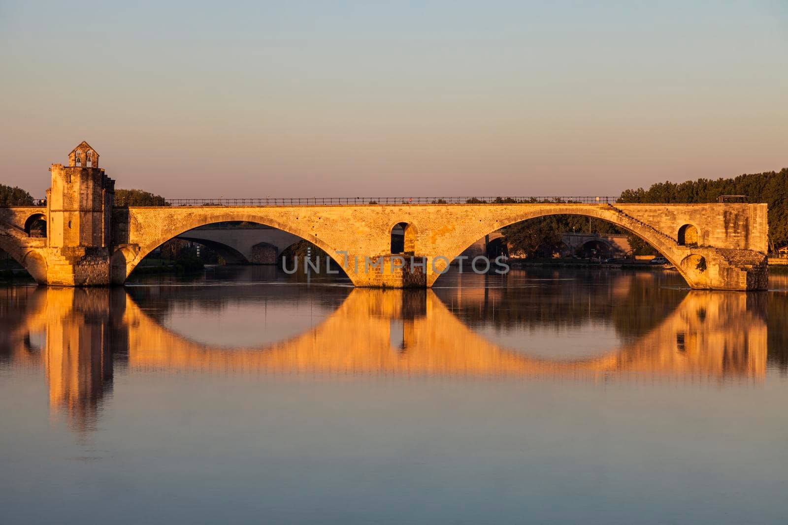 Pont Saint-Benezet on Rhone River in Avignon. Avignon, Provence-Alpes-Cote d'Azur, France.