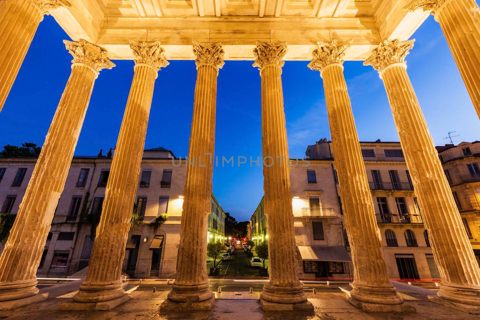 Maison Carree in Nimes. Nimes, Occitanie, France.