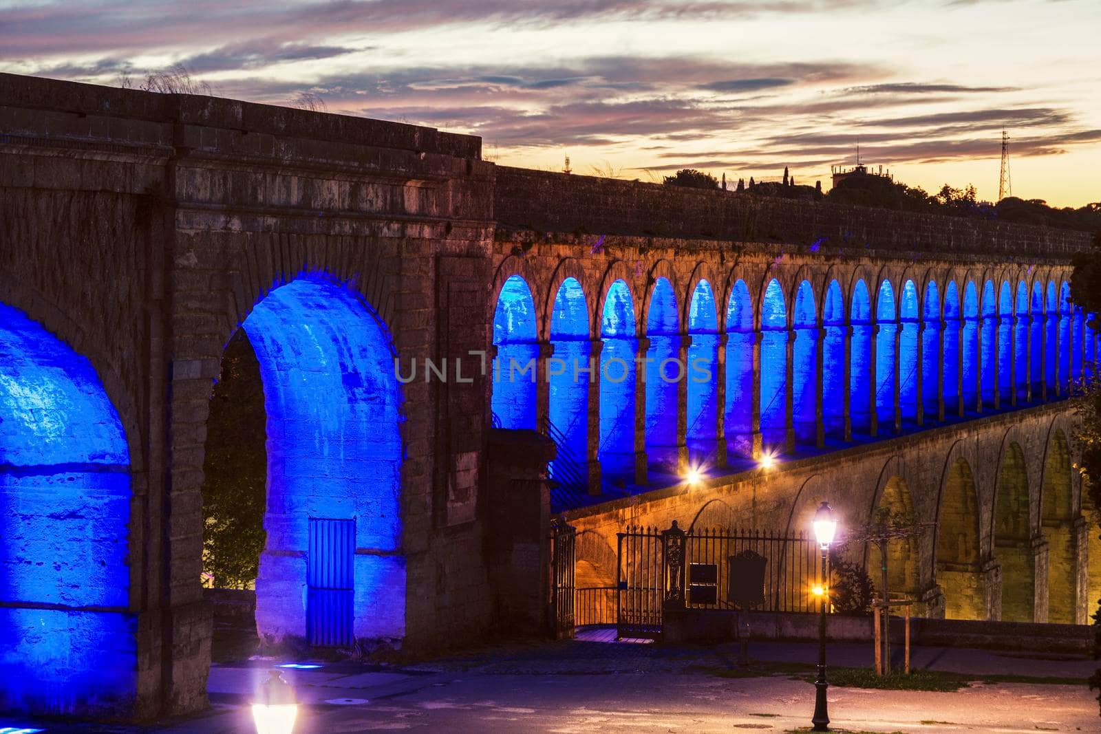 Saint Clement Aqueduct in Montpellier. Montpellier, Occitanie, France.