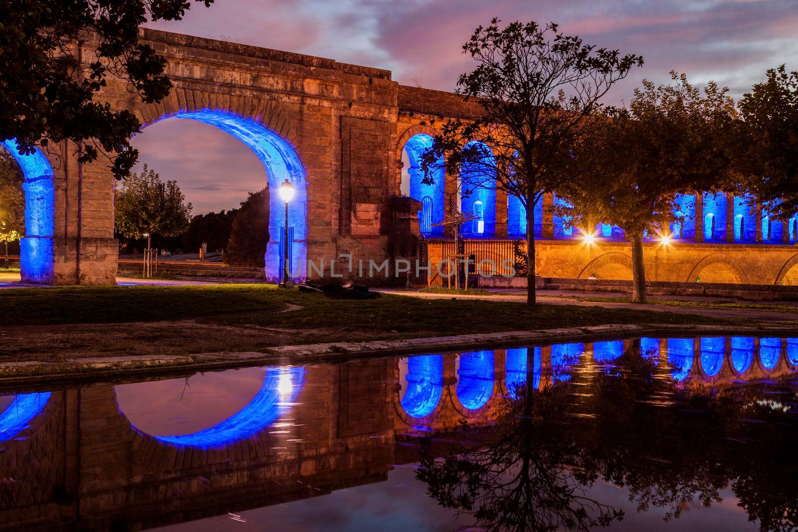 Saint Clement Aqueduct in Montpellier. Montpellier, Occitanie, France.