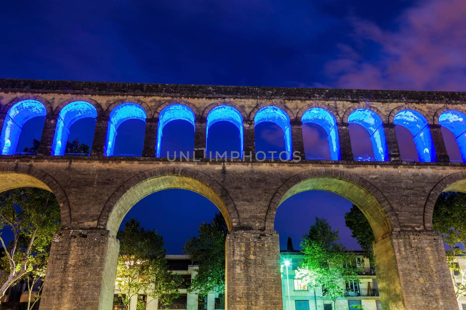 Saint Clement Aqueduct in Montpellier. Montpellier, Occitanie, France.