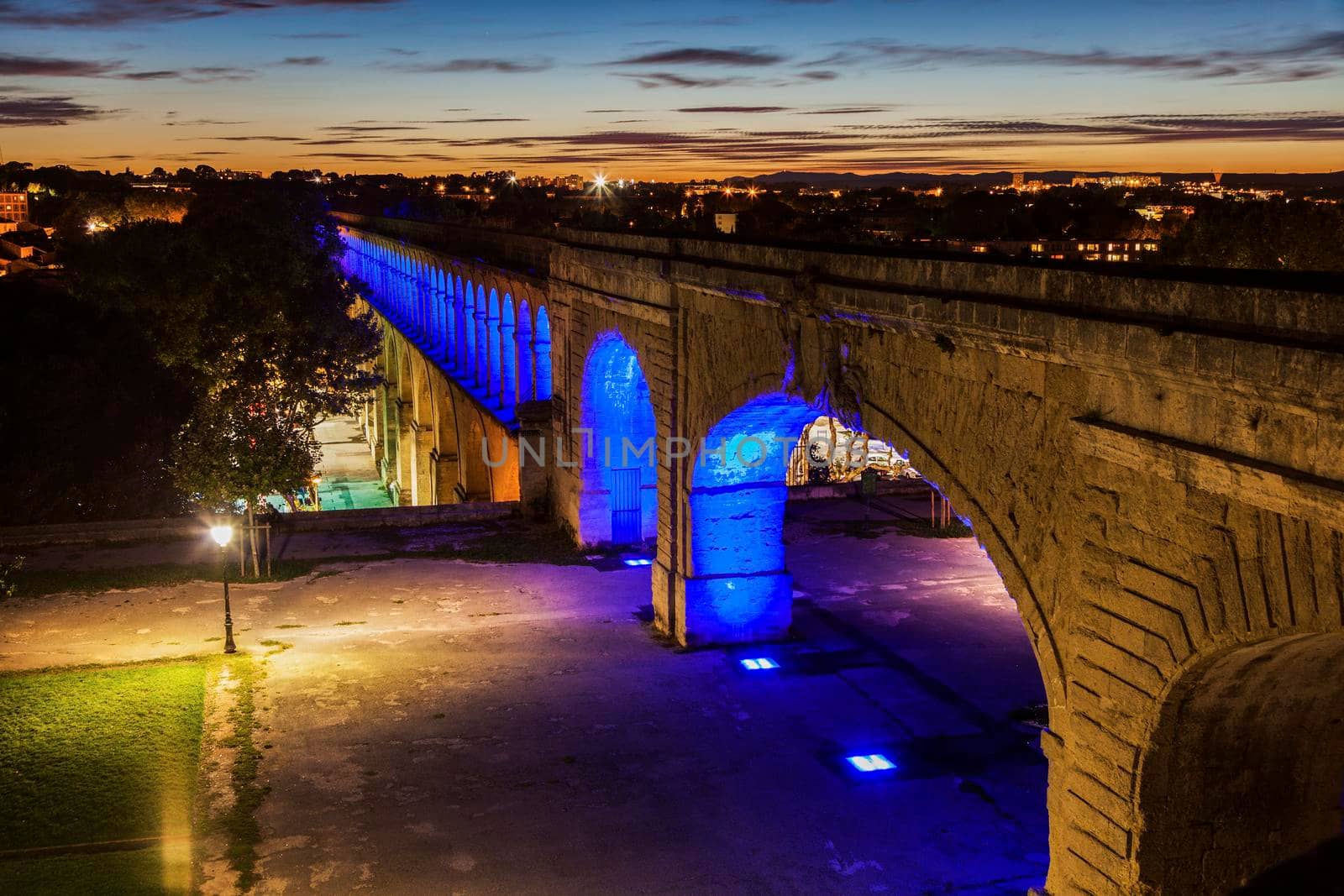 Saint Clement Aqueduct in Montpellier. Montpellier, Occitanie, France.