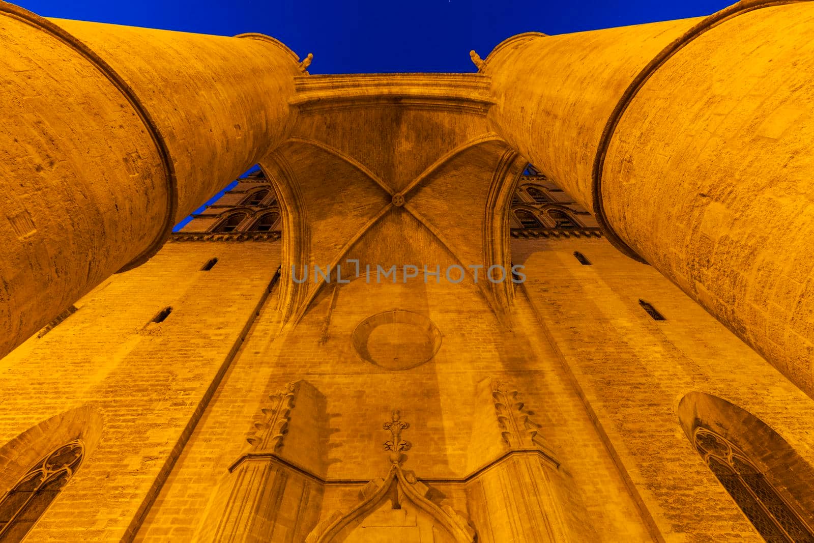 Montpellier Cathedral at night. Montpellier, Occitanie, France.