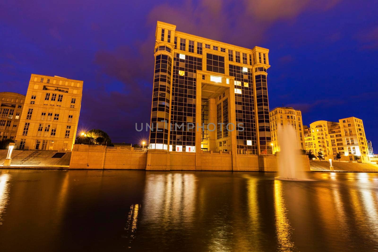 Modern architecture of Quartier Antigone. Montpellier, Occitanie, France.