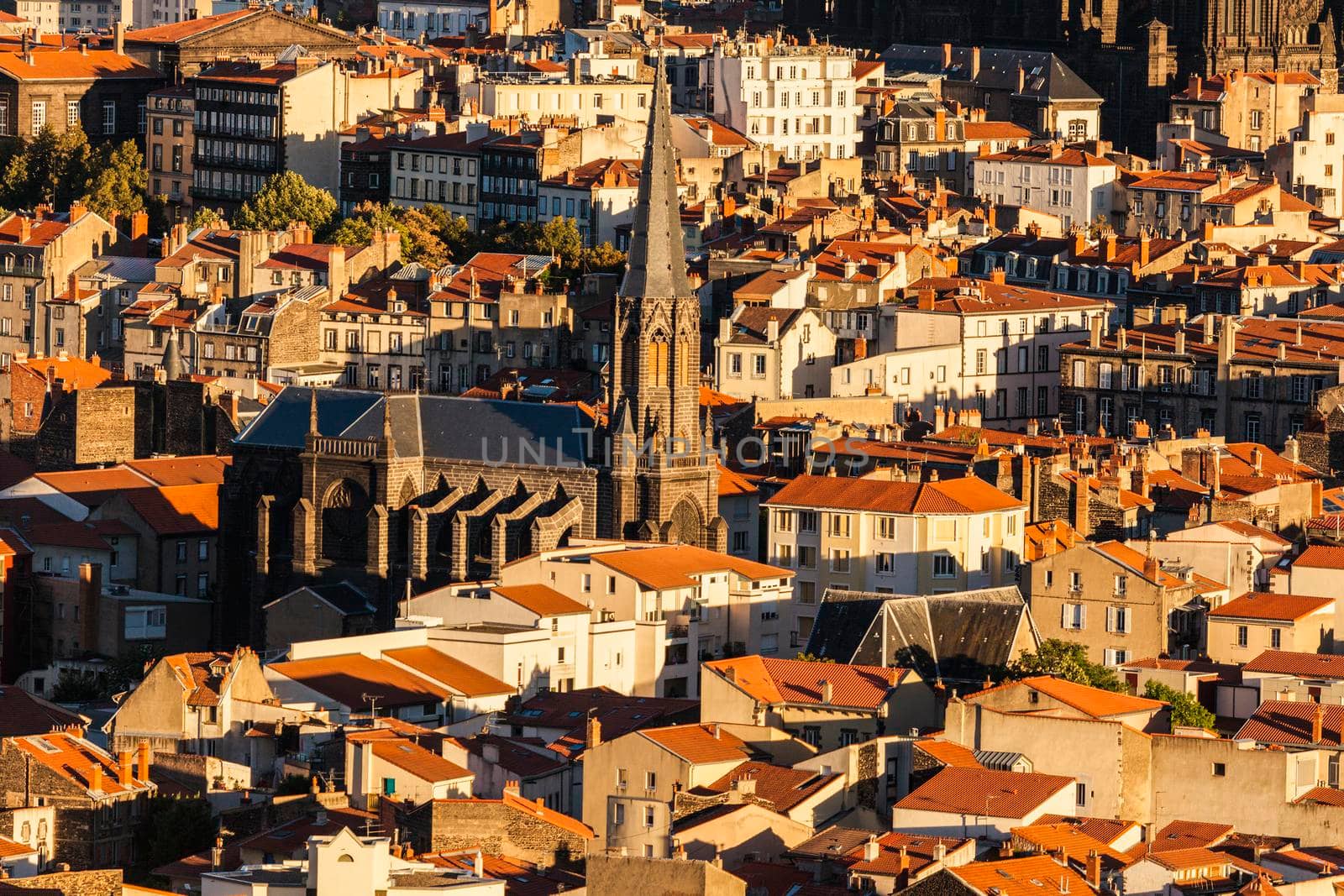 Basilica of Notre-Dame du Port in Clermont-Ferrand. Clermont-Ferrand, Auvergne-Rhone-Alpes, France.