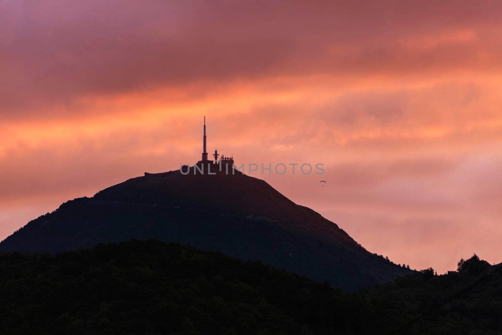 Puy-de-Dome volcano seen from Clermont-Ferrand. Clermont-Ferrand, Auvergne-Rhone-Alpes, France.