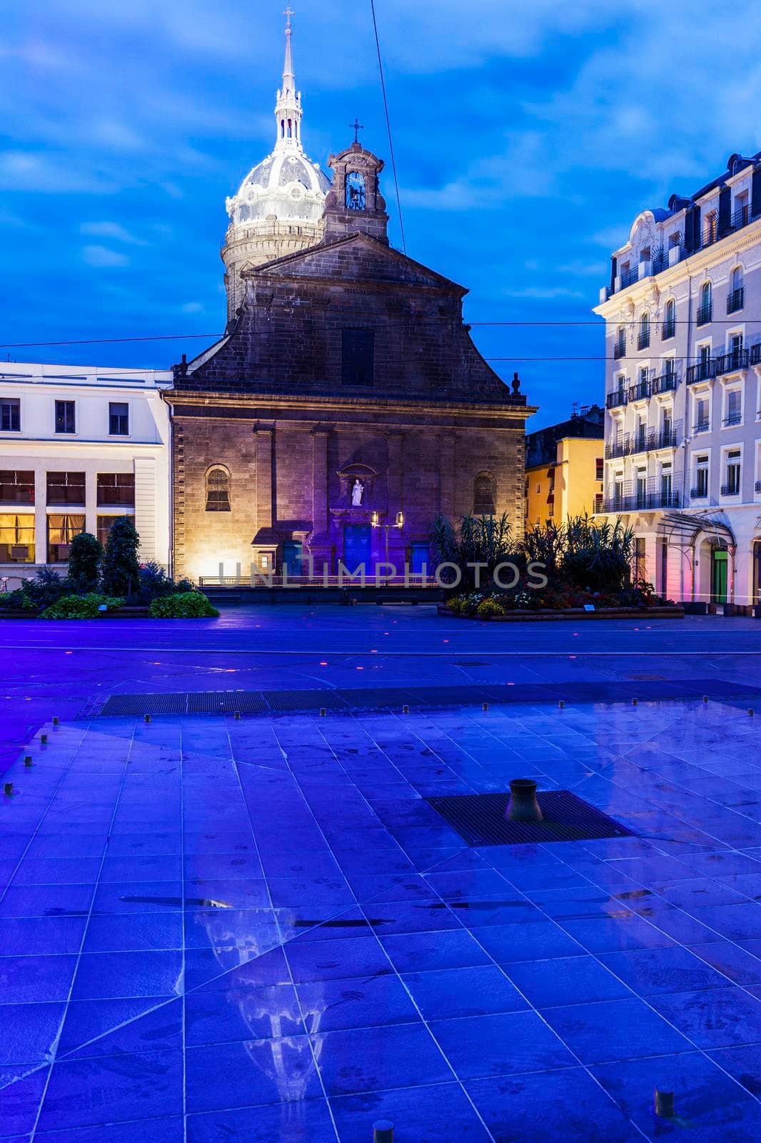 Saint-Pierre les Minimes Church on Place de Jaude in Clermont-Ferrand. Clermont-Ferrand, Auvergne-Rhone-Alpes, France.