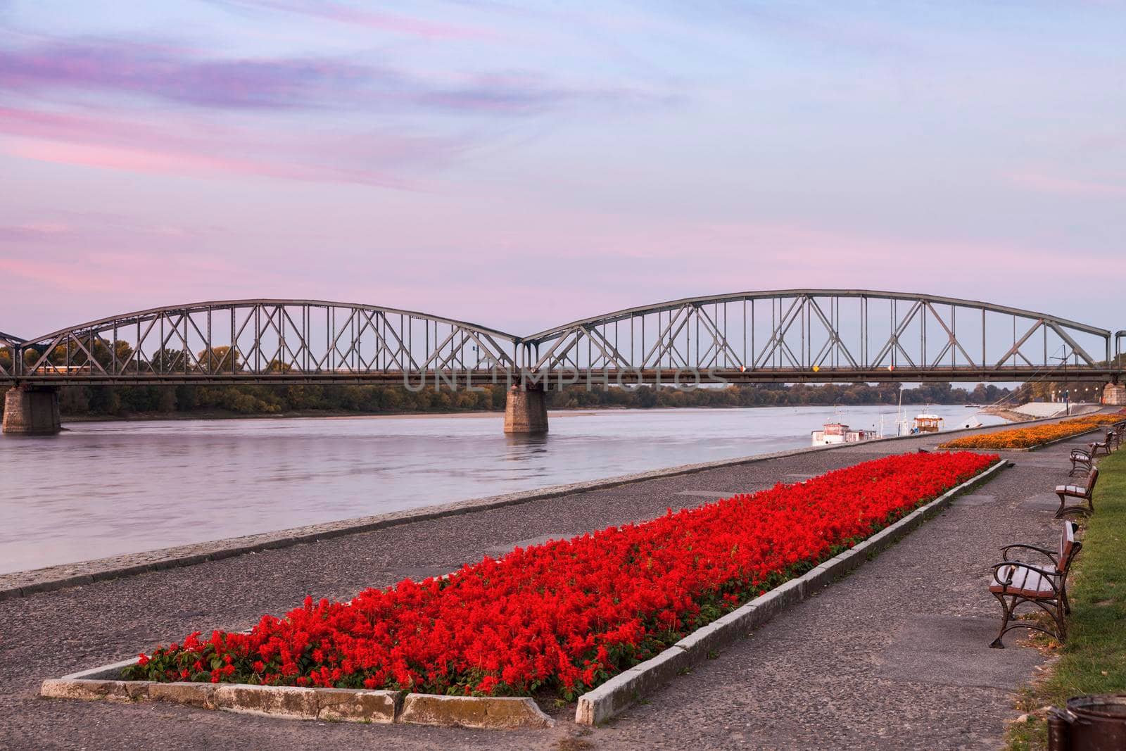 Bridge on Vistula River in Torun. Torun, Kuyavian-Pomeranian, Poland