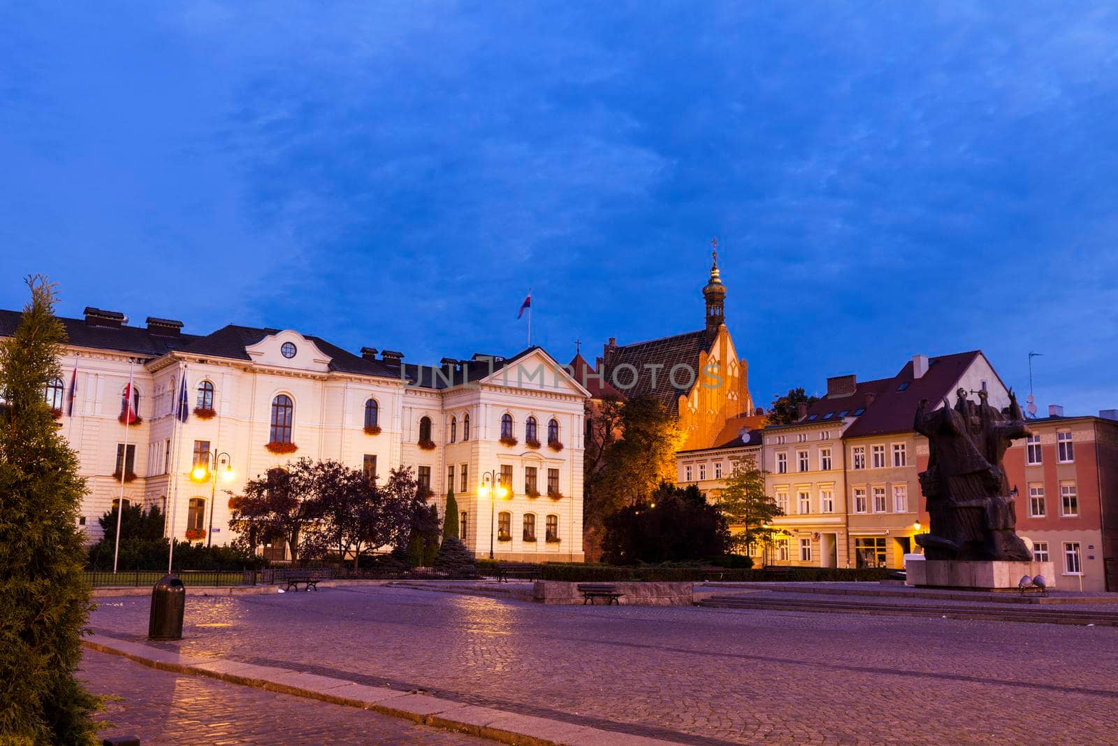 Old town square and City Hall in Bydgoszcz. Bydgoszcz, Kuyavian-Pomeranian, Poland.