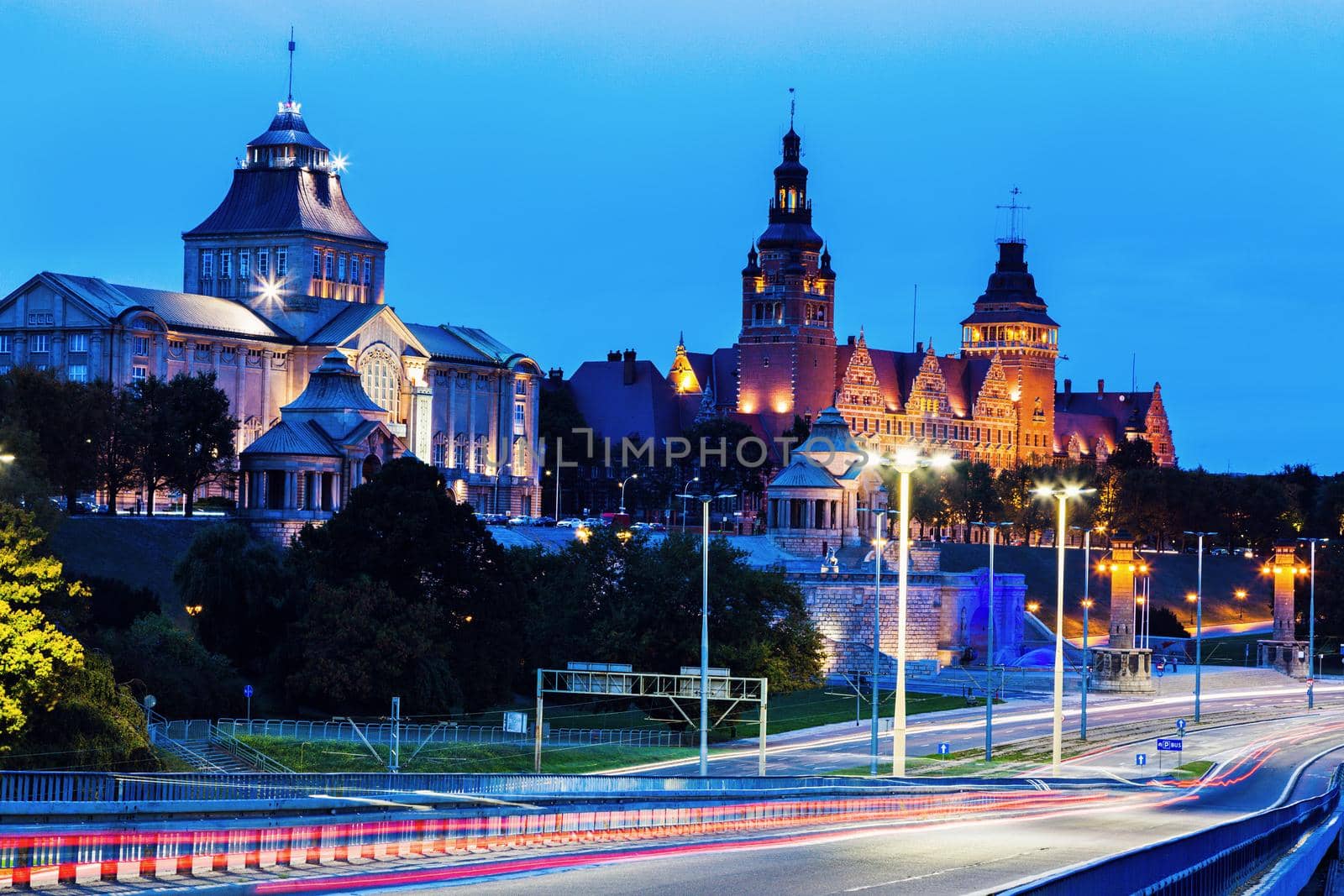 Szczecin architecture along Oder River by benkrut