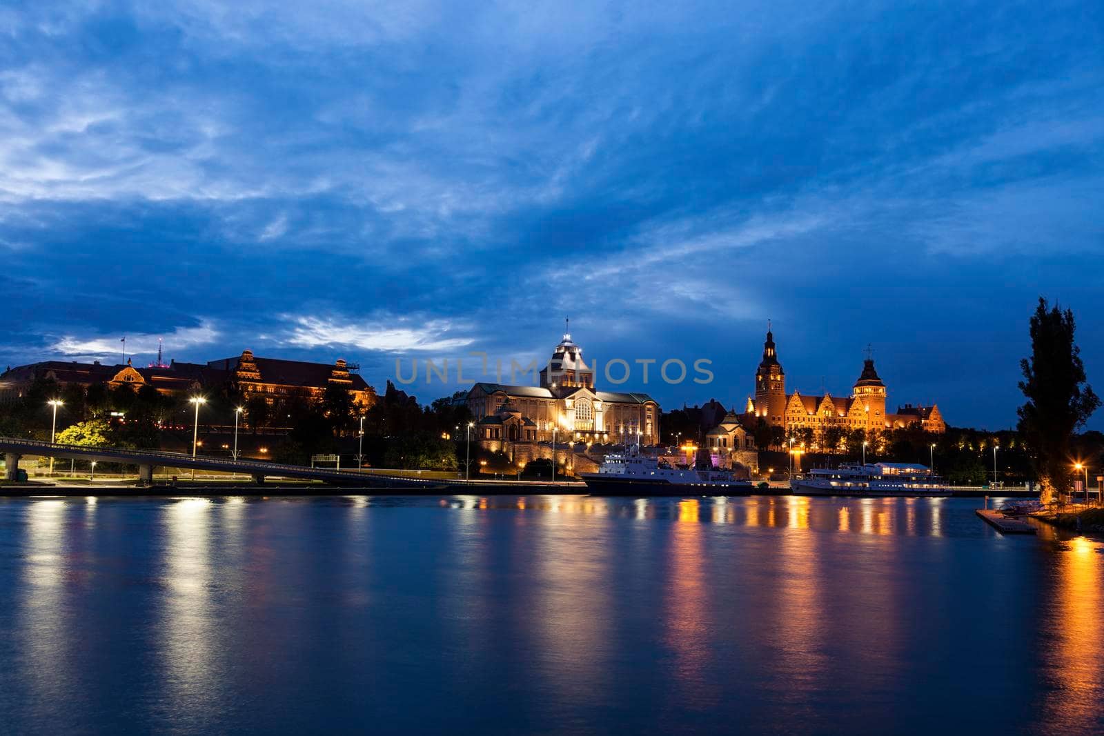 Szczecin panorama across Oder River. Szczecin, West Pomeranian, Poland