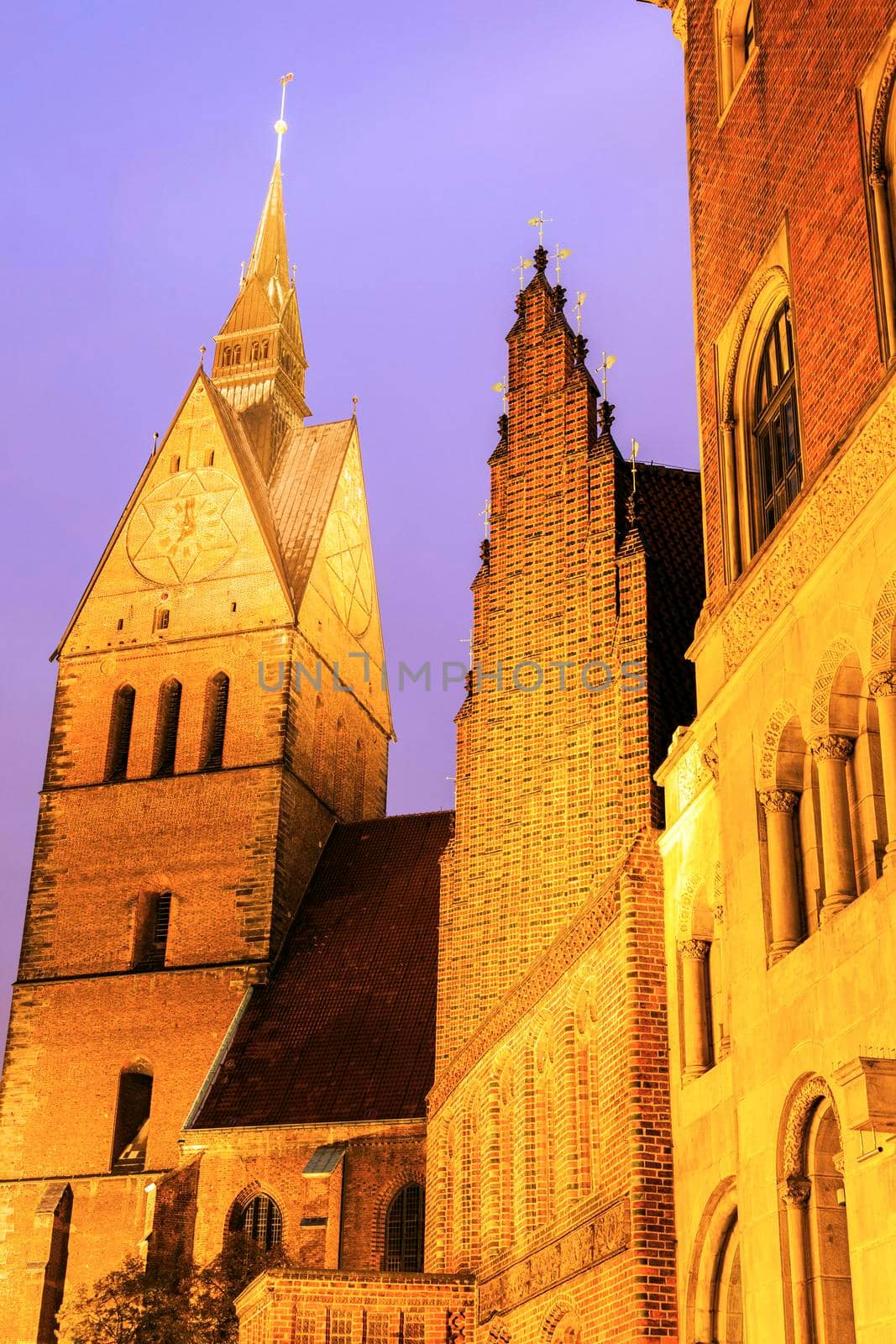 Marktkirche and Old Town Hall in Hanover. Hanover, Lower Saxony, Germany.