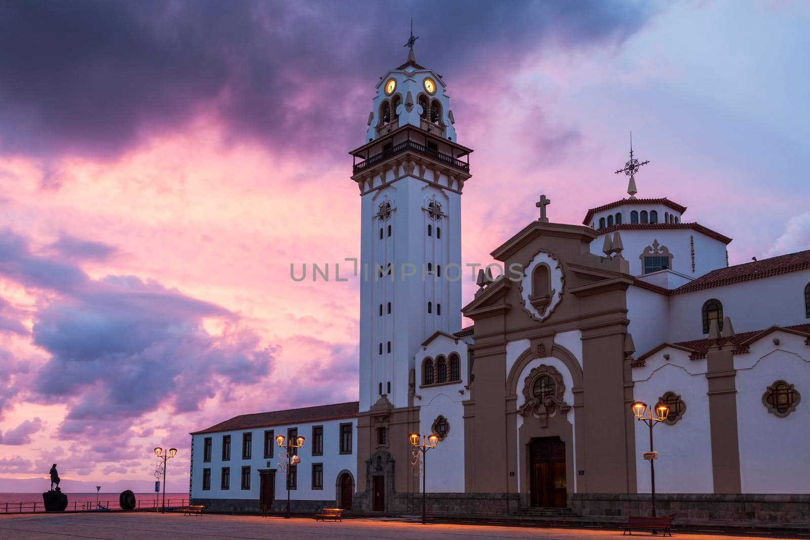 Candelaria Church at sunrise. Tenerife, Canary Islands, Spain.