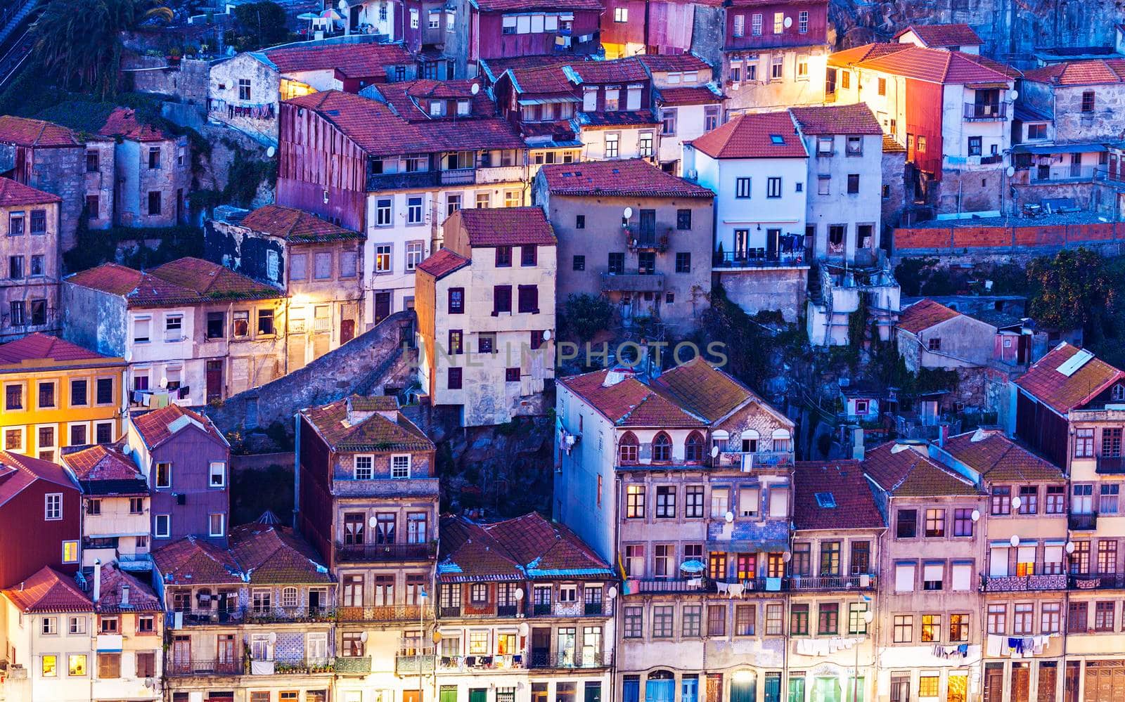 Architecture of Porto at dusk. Porto, Norte, Portugal.