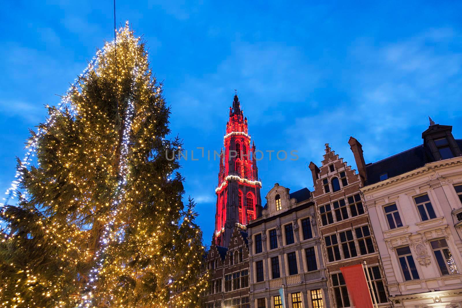 Christmas on Grote Markt in Antwerp. Antwerp,  Flemish Region, Belgium