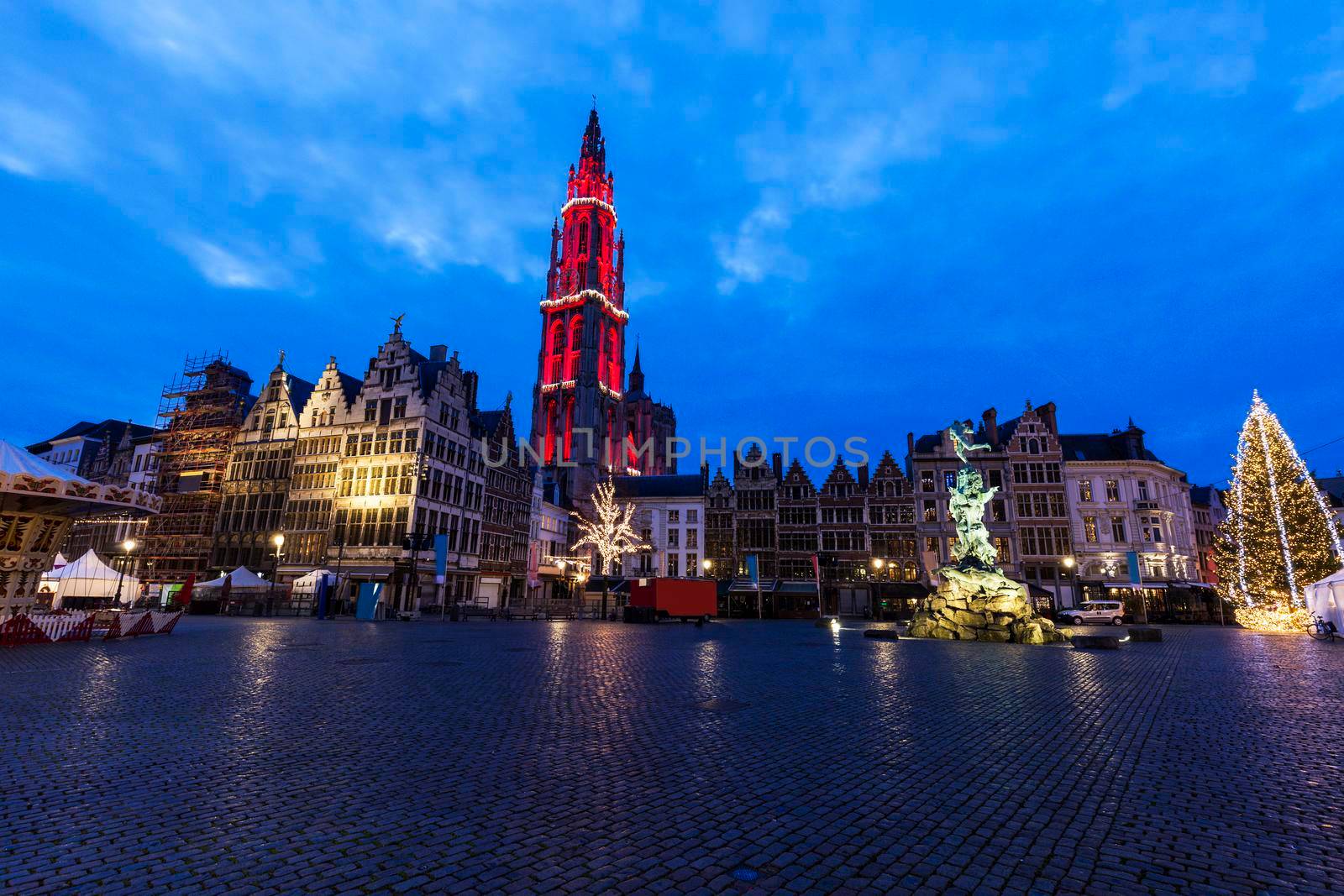 Christmas on Grote Markt in Antwerp. Antwerp,  Flemish Region, Belgium.