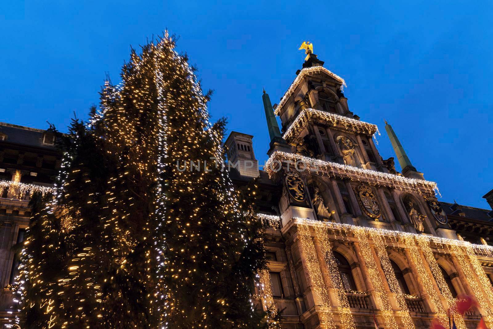 Christmas on Grote Markt in Antwerp. Antwerp, Flemish Region, Belgium