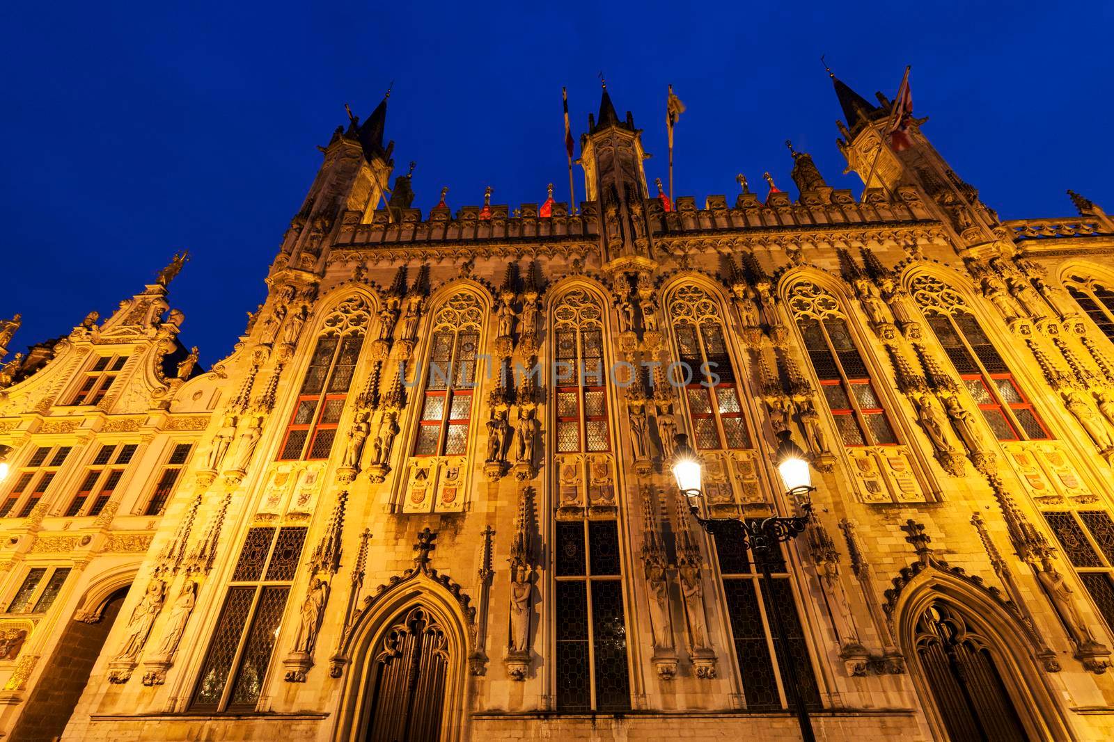 Bruges City Hall on Burg Square. Bruges, Flemish Region, Belgium