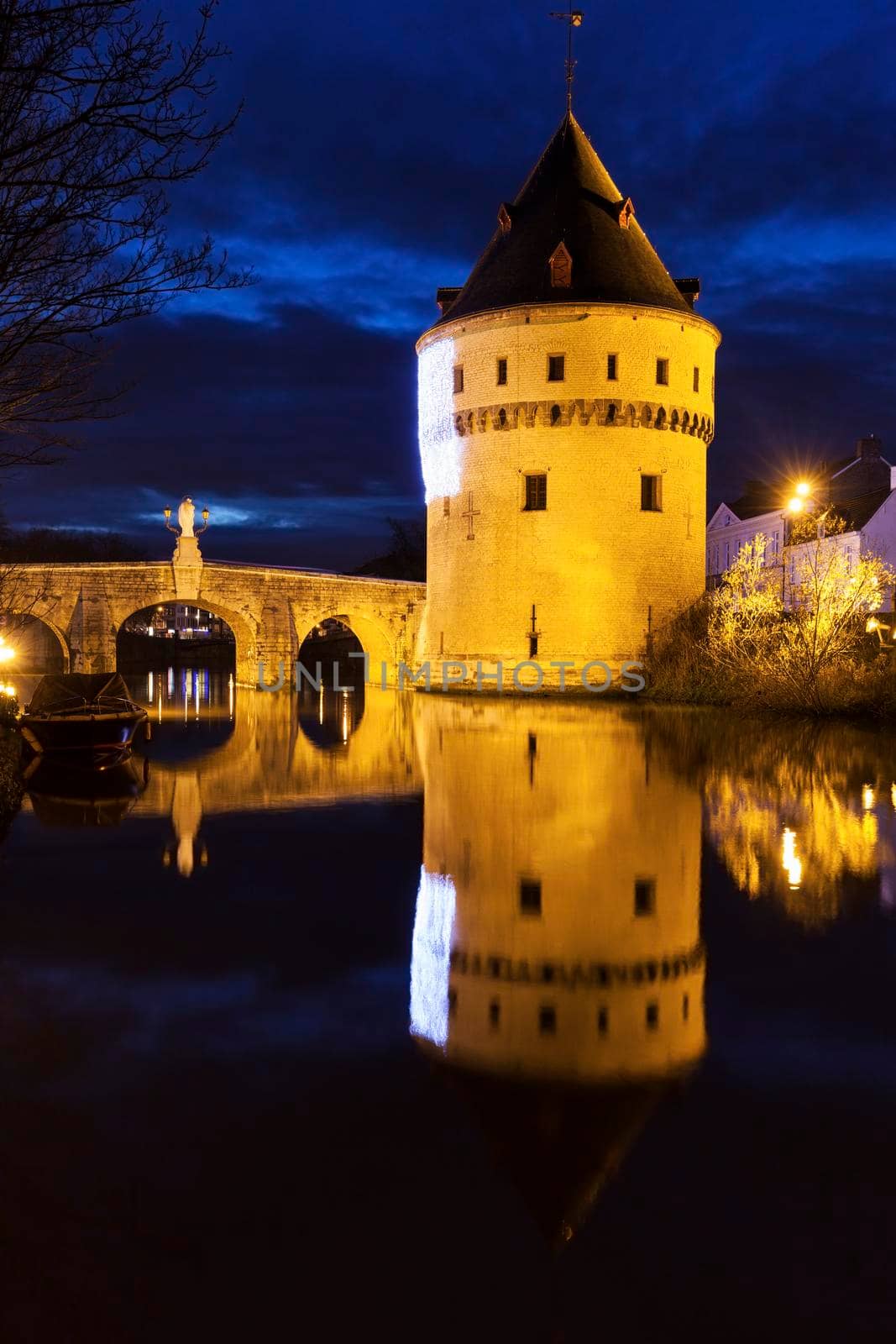 Broel Towers Bridge in Kortrijk. Kortrijk, Flemish Region, Belgium