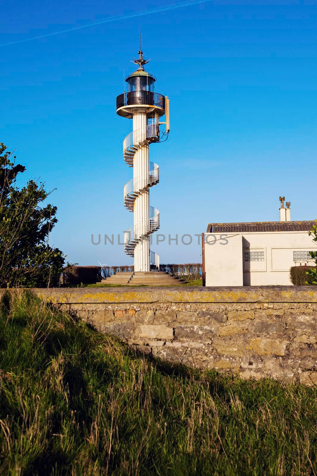 Berck Lighthouse. Berck, Nord-Pas-de-Calais-Picardy, France. Cel phone antenna installed on the top.