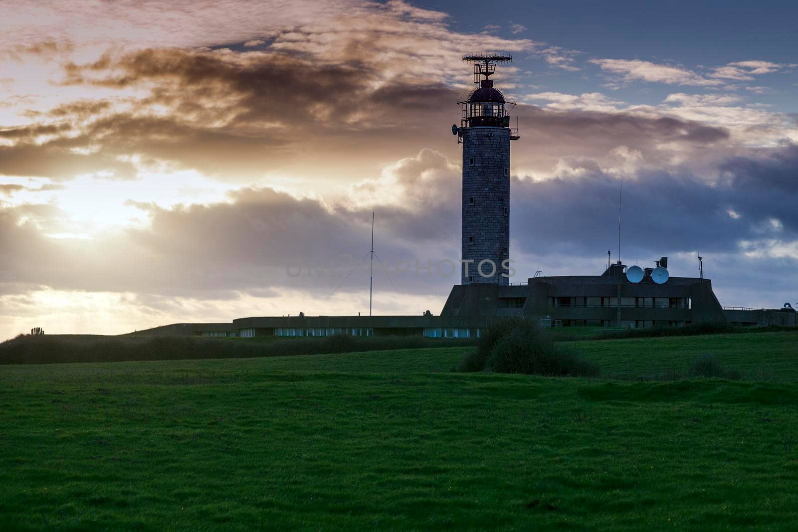 Cape Gris Nez Lighthouse at sunset. Nord-Pas-de-Calais-Picardy, France.