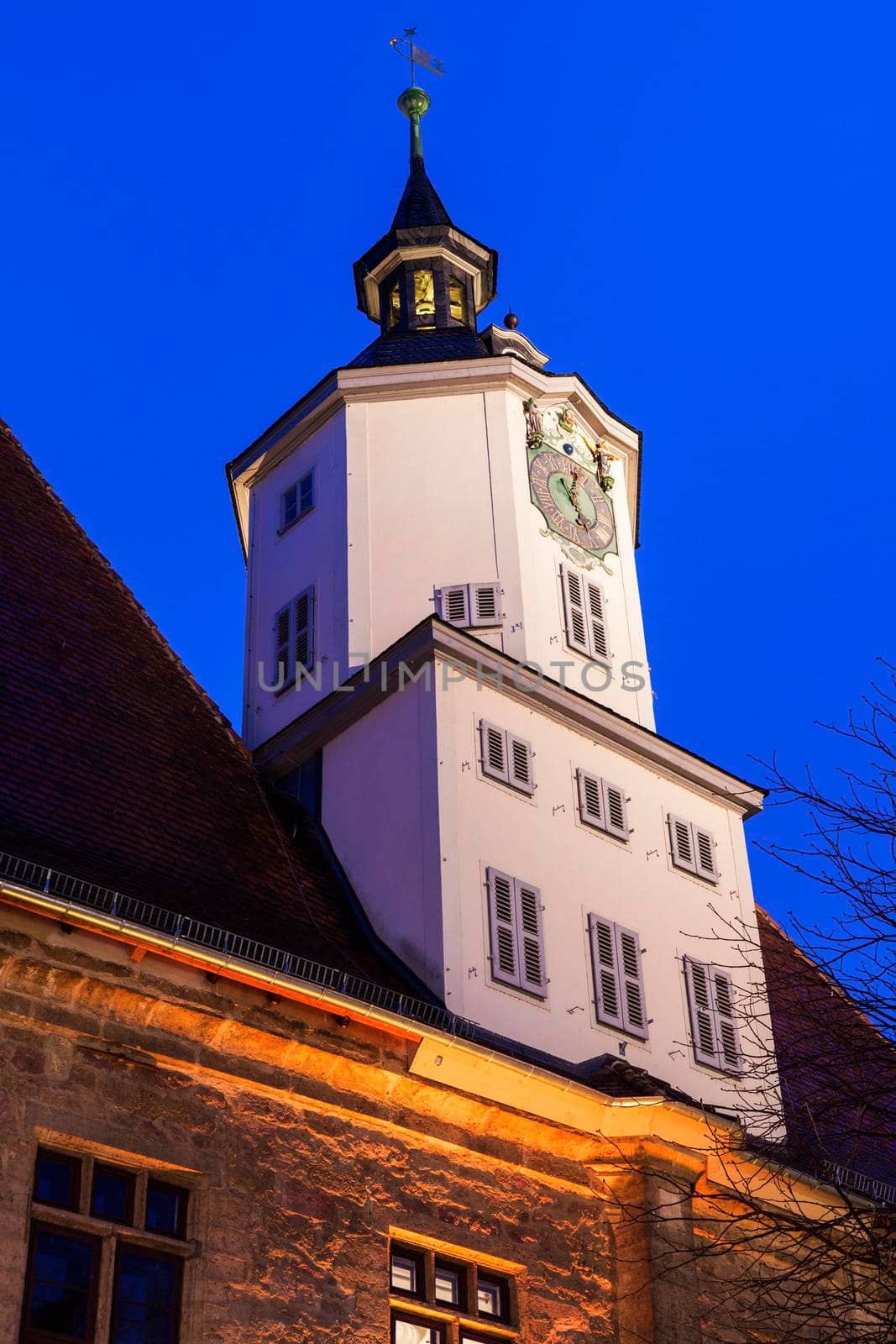 Rathaus Jena on Marktplatz at night. Jena, Thuringia, Germany