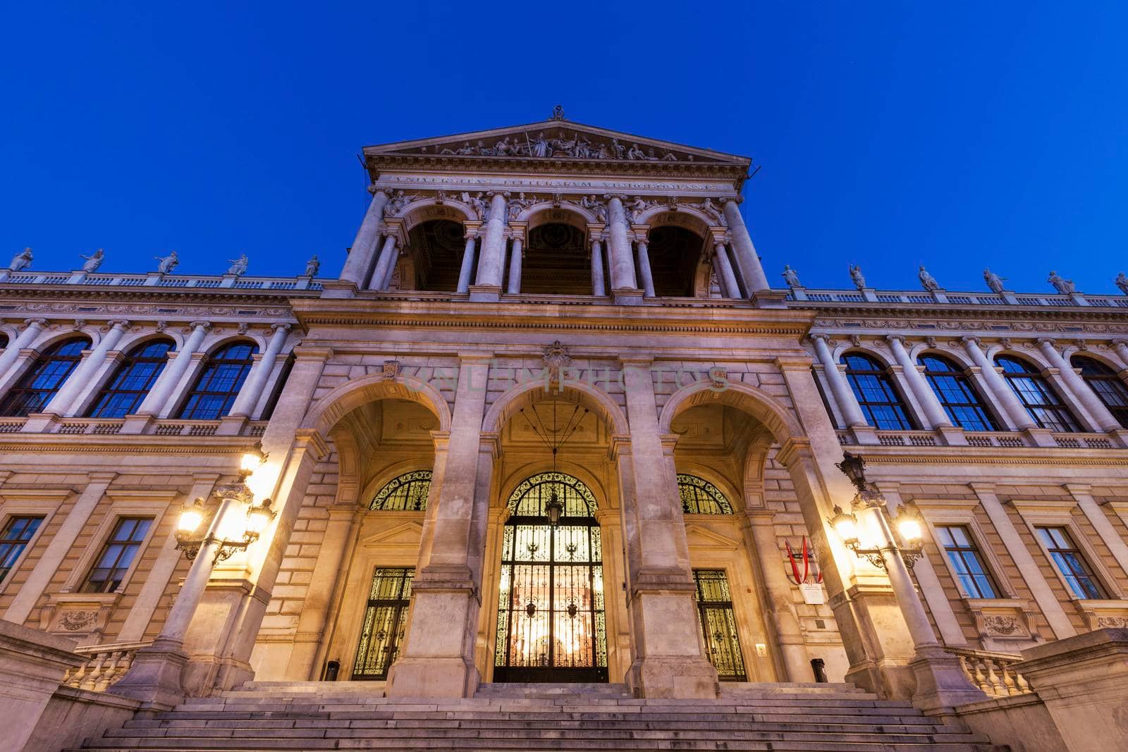 University of Vienna at night. Vienna, Austria.