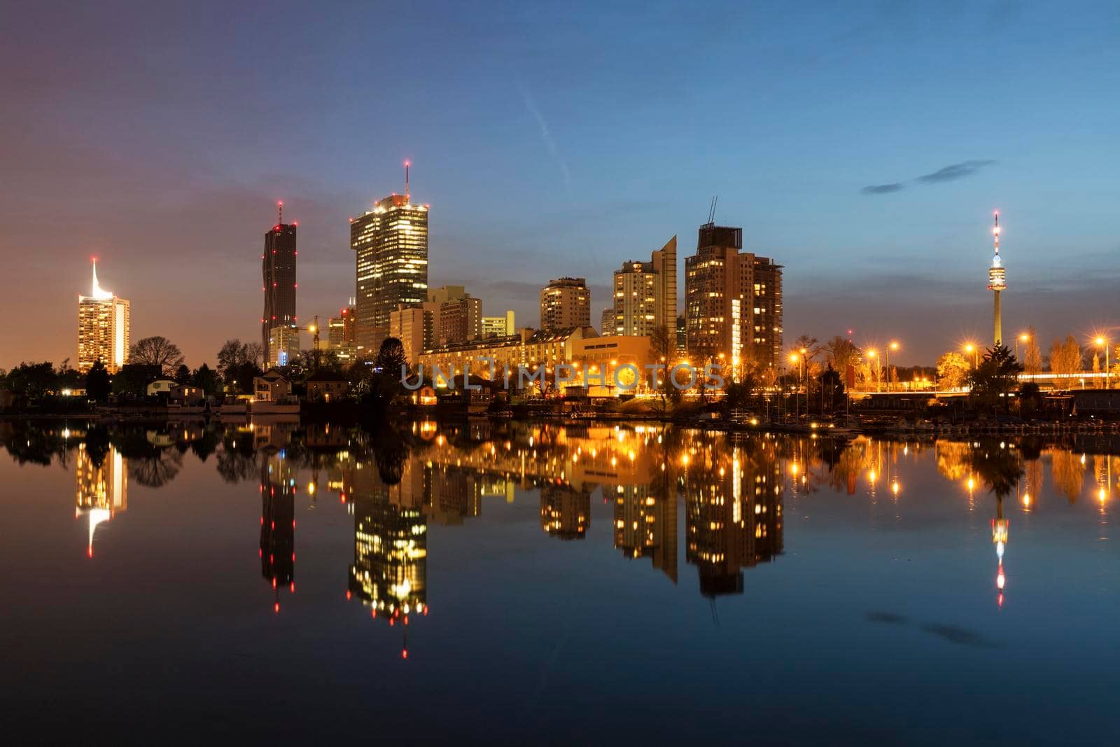 Skyline of Donau City - Vienna DC. Vienna, Austria.