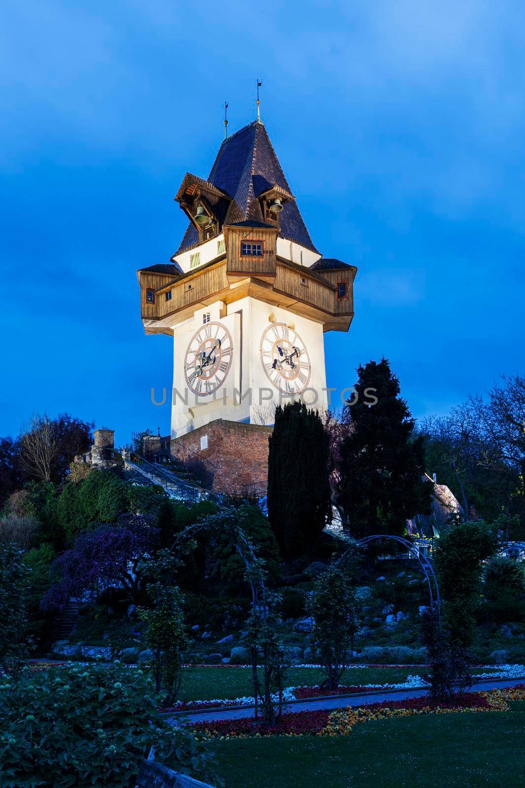 The Uhrturm in Graz. Graz, Styria, Austria.