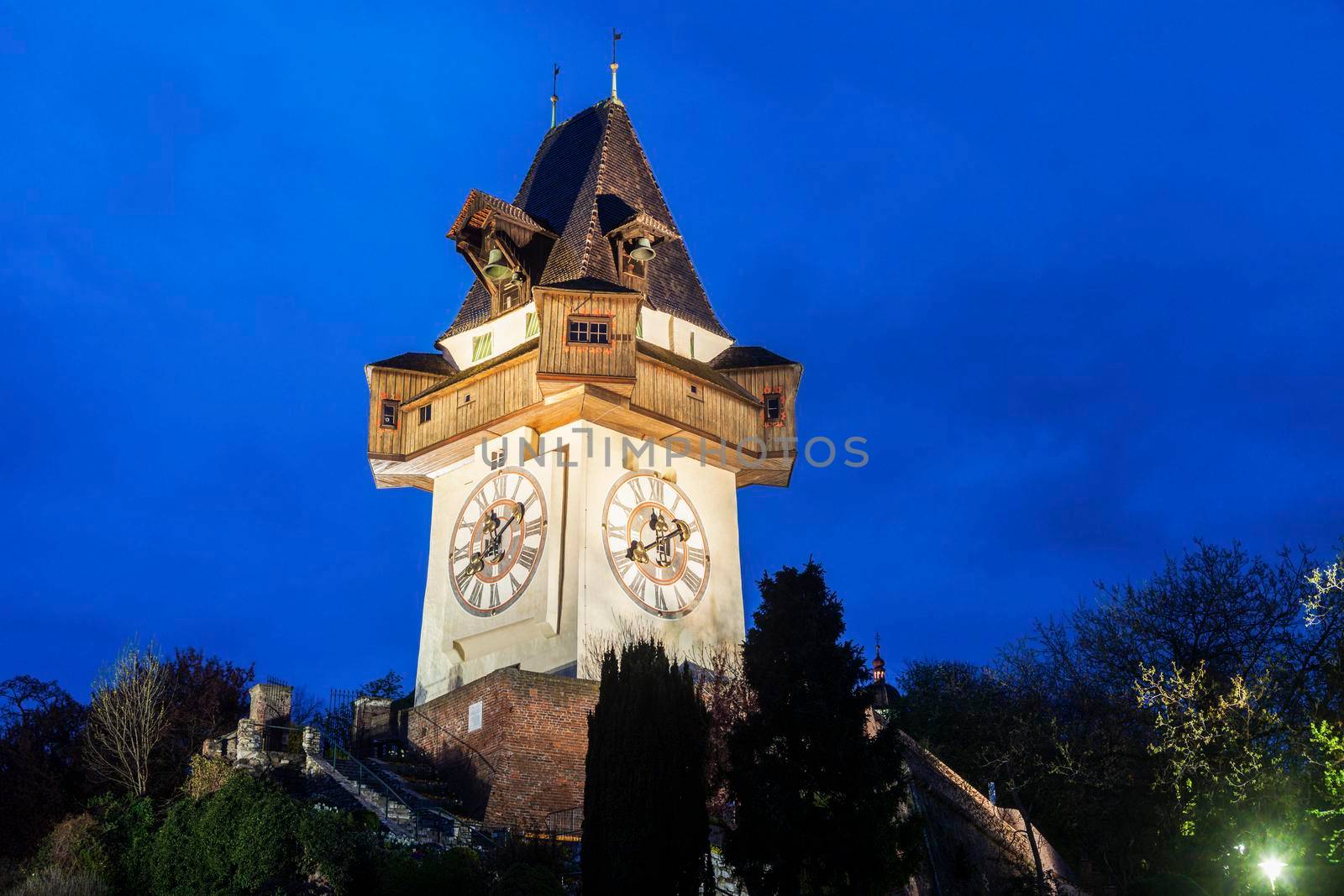 The Uhrturm in Graz. Graz, Styria, Austria.