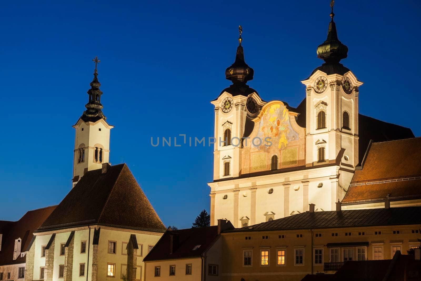 Steyr panorama with St. Michael's Church. Steyr, Upper Austria, Austria..