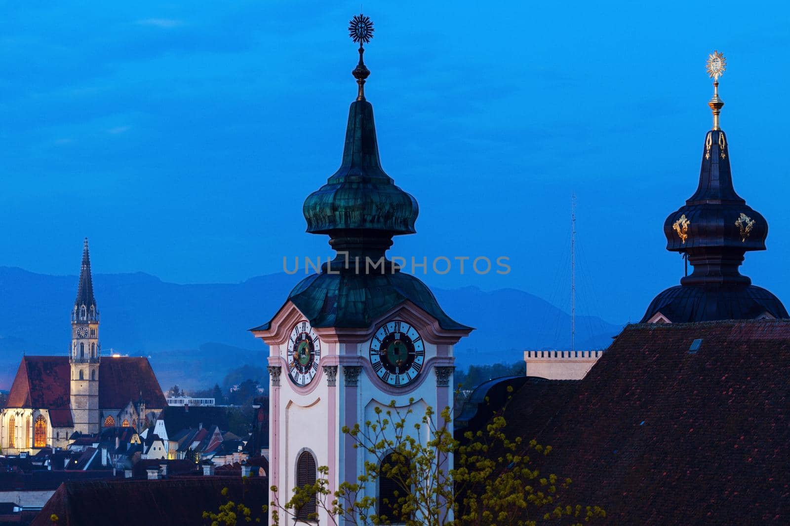 Steyr panorama with St. Michael's Church. Steyr, Upper Austria, Austria..