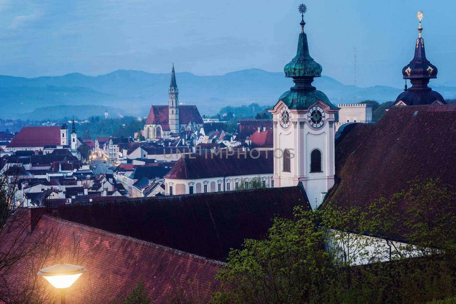 Steyr panorama with St. Michael's Church. Steyr, Upper Austria, Austria..