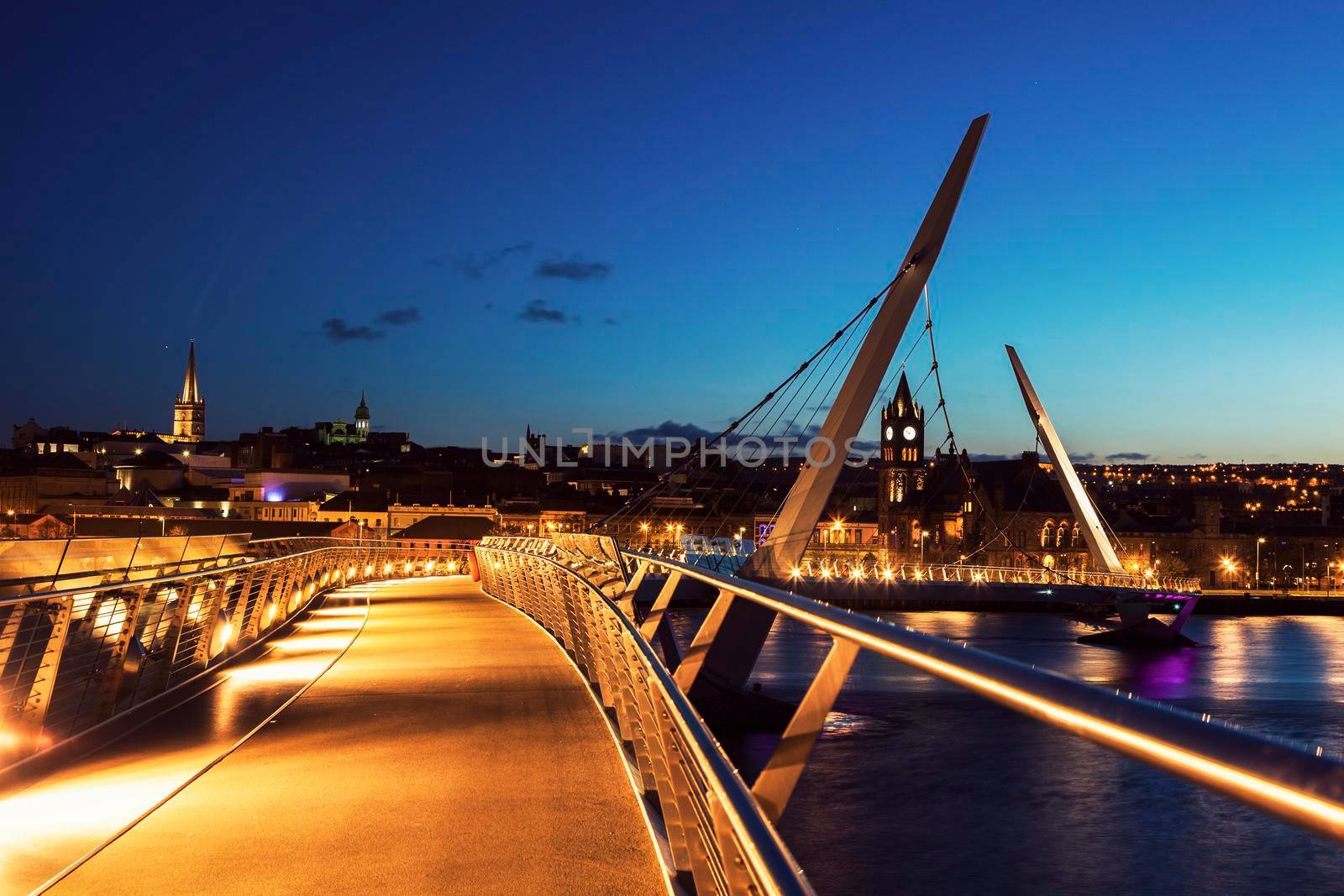 Peace Bridge in Derry. Derry, Northern Ireland, United Kingdom.