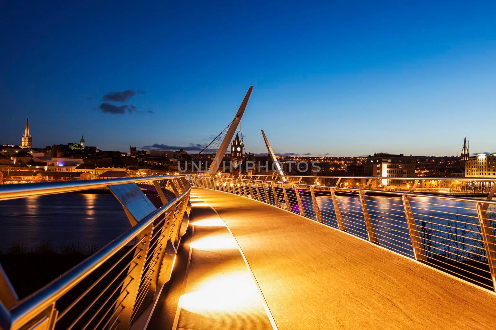 Peace Bridge in Derry. Derry, Northern Ireland, United Kingdom.