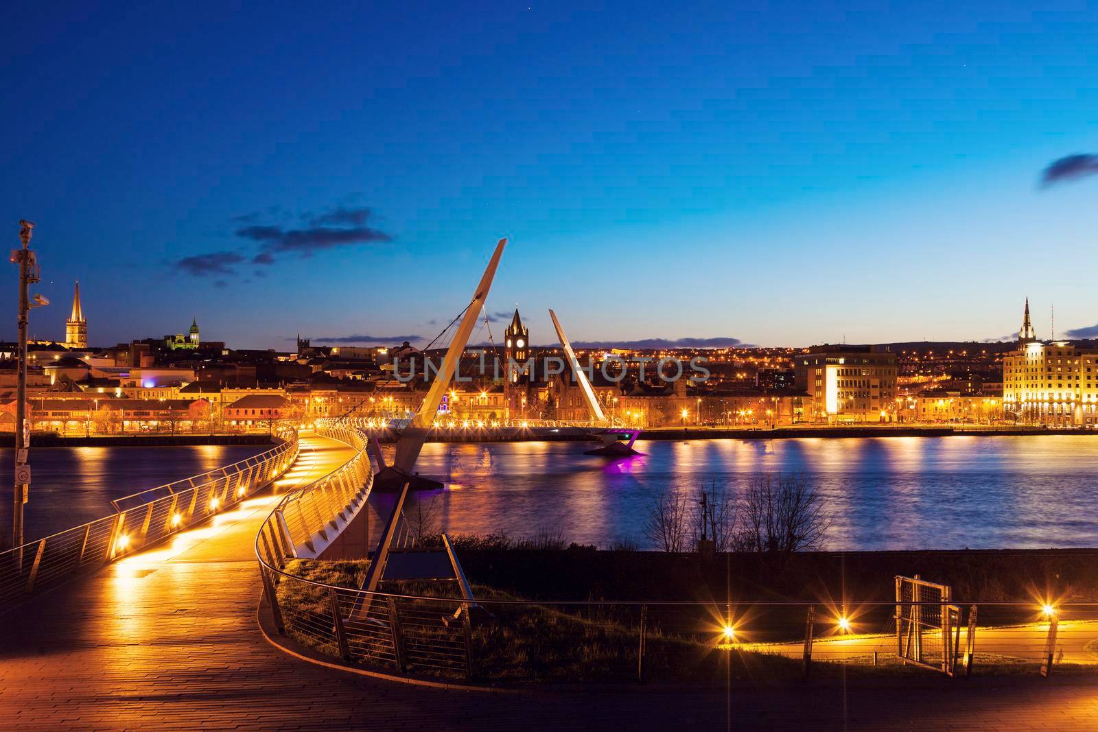 Peace Bridge in Derry. Derry, Northern Ireland, United Kingdom.