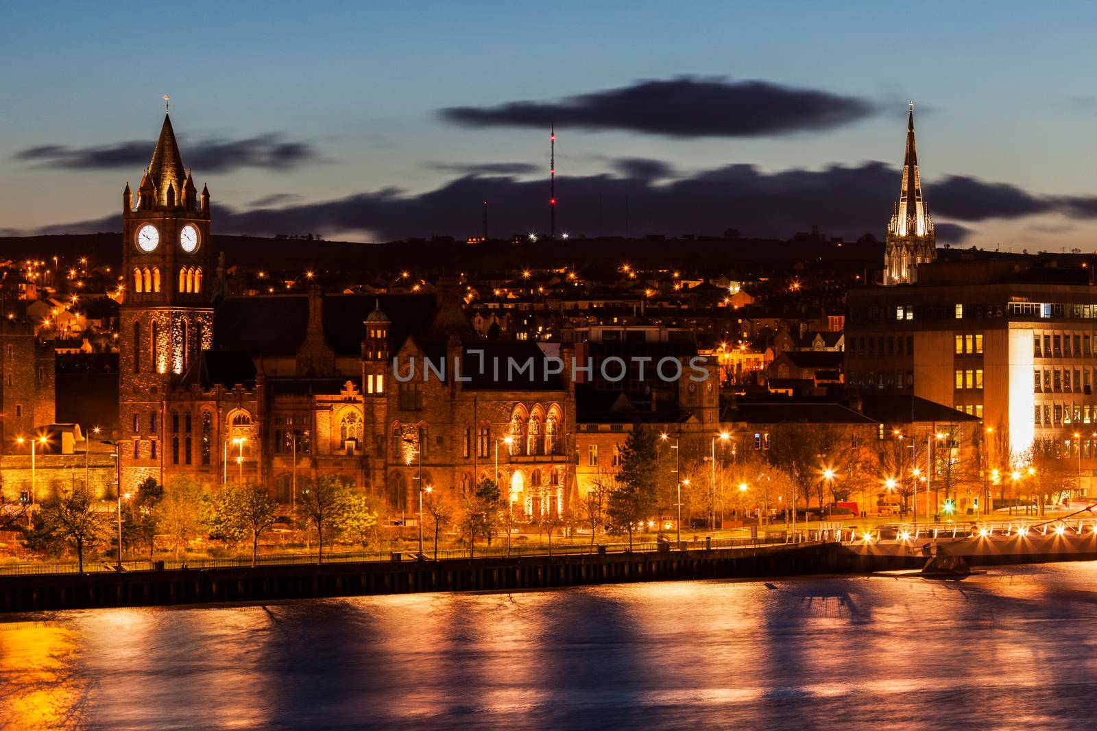 Panorama of Derry. Derry, Northern Ireland, United Kingdom.