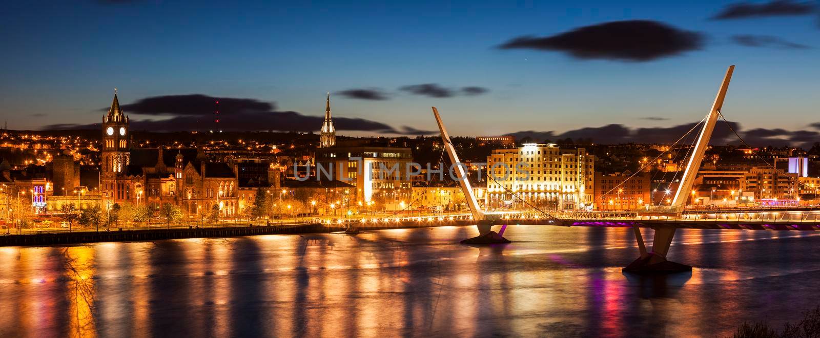 Peace Bridge in Derry. Derry, Northern Ireland, United Kingdom.