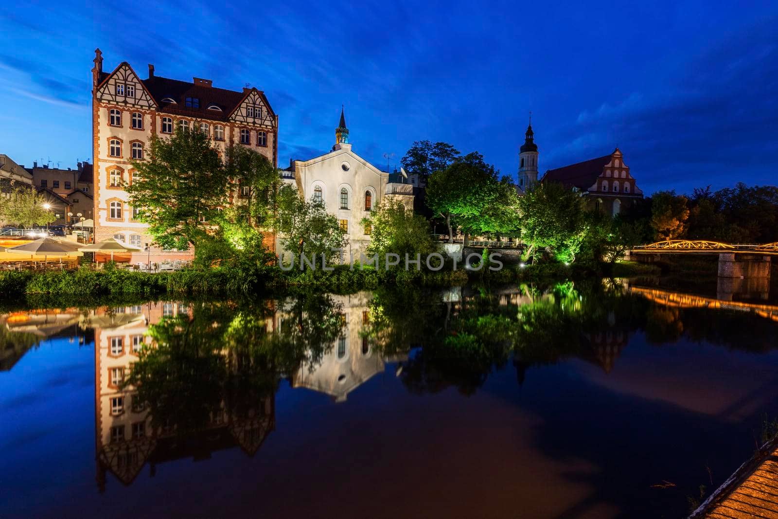 Old town of Opole across Oder River by benkrut