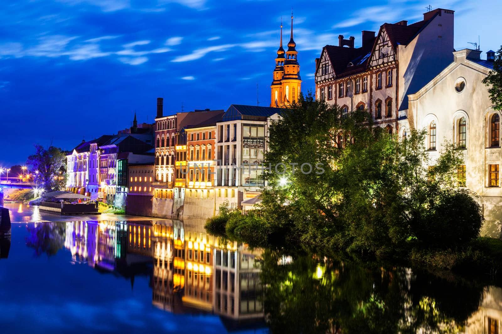 Old town of Opole across Oder River by benkrut