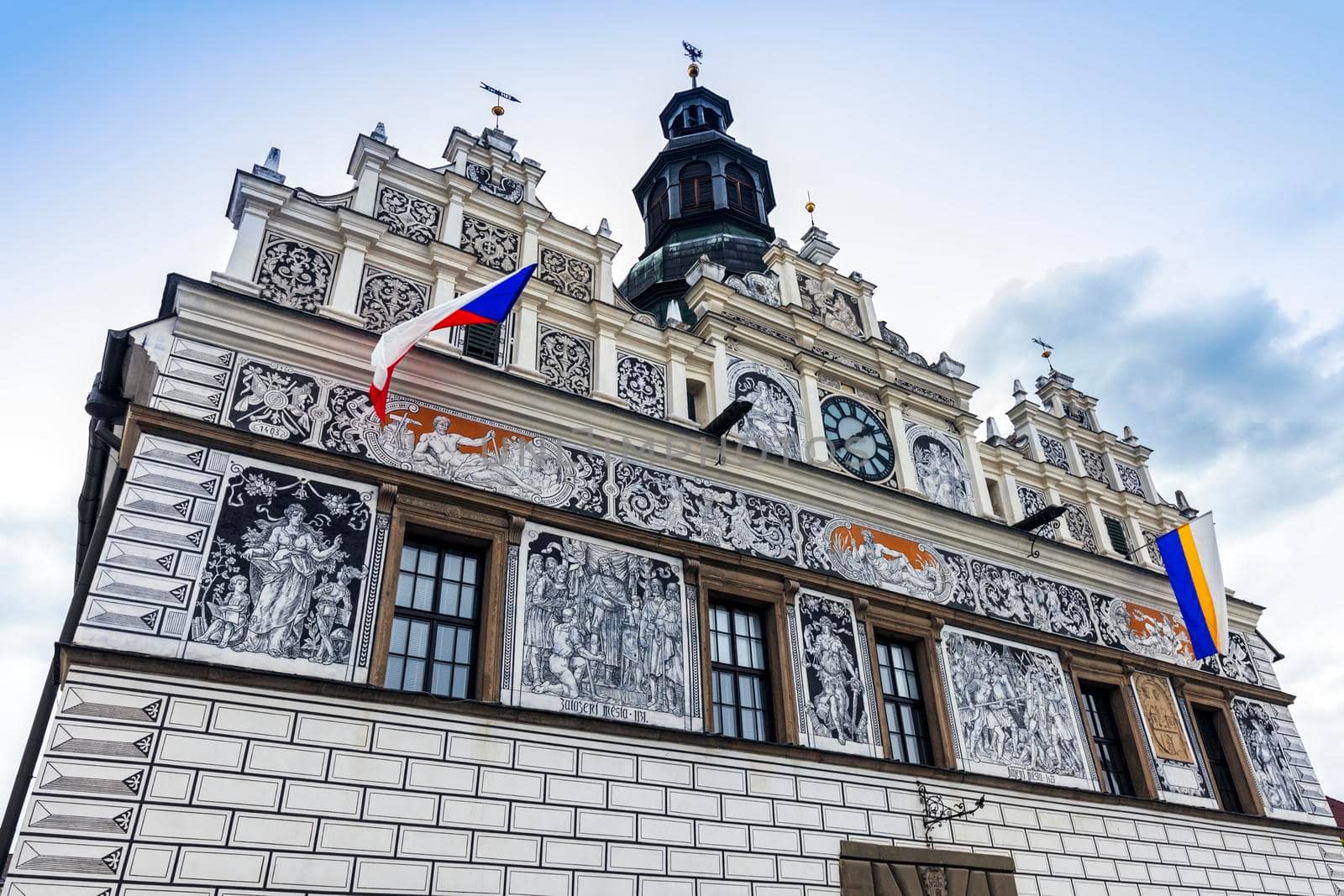 Historic city hall in Stribro. Stribro, Pilsen, Czech Republic.