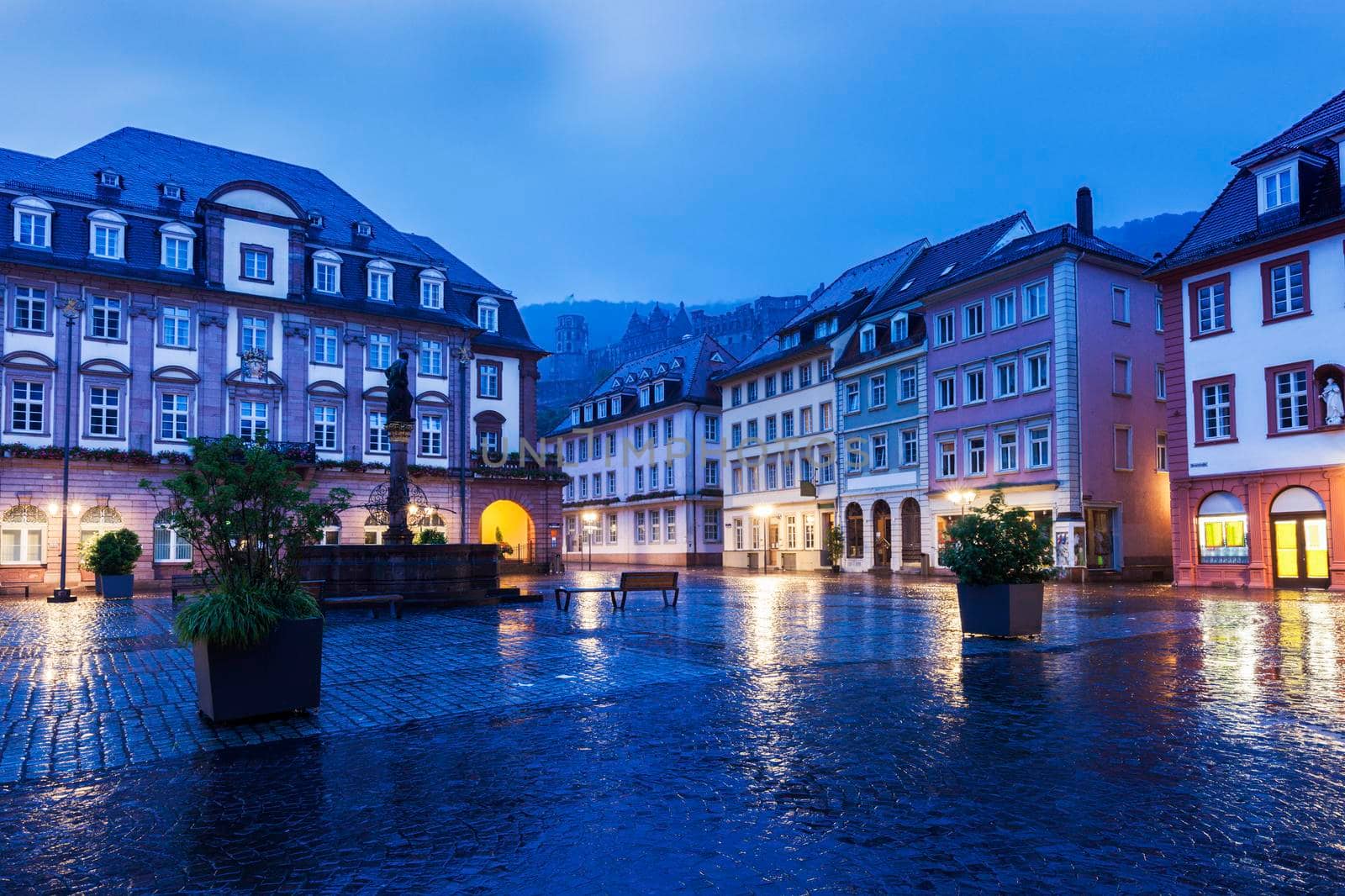 Rainy morning in Heidelberg. Heidelberg, Baden-Wurttemberg, Germany.