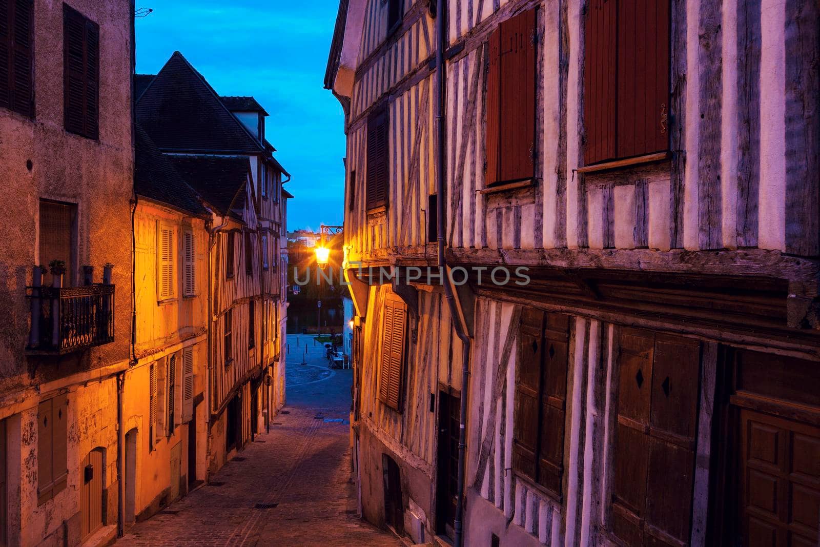 Old architecture of Auxerre. Auxerre, Burgundy, France