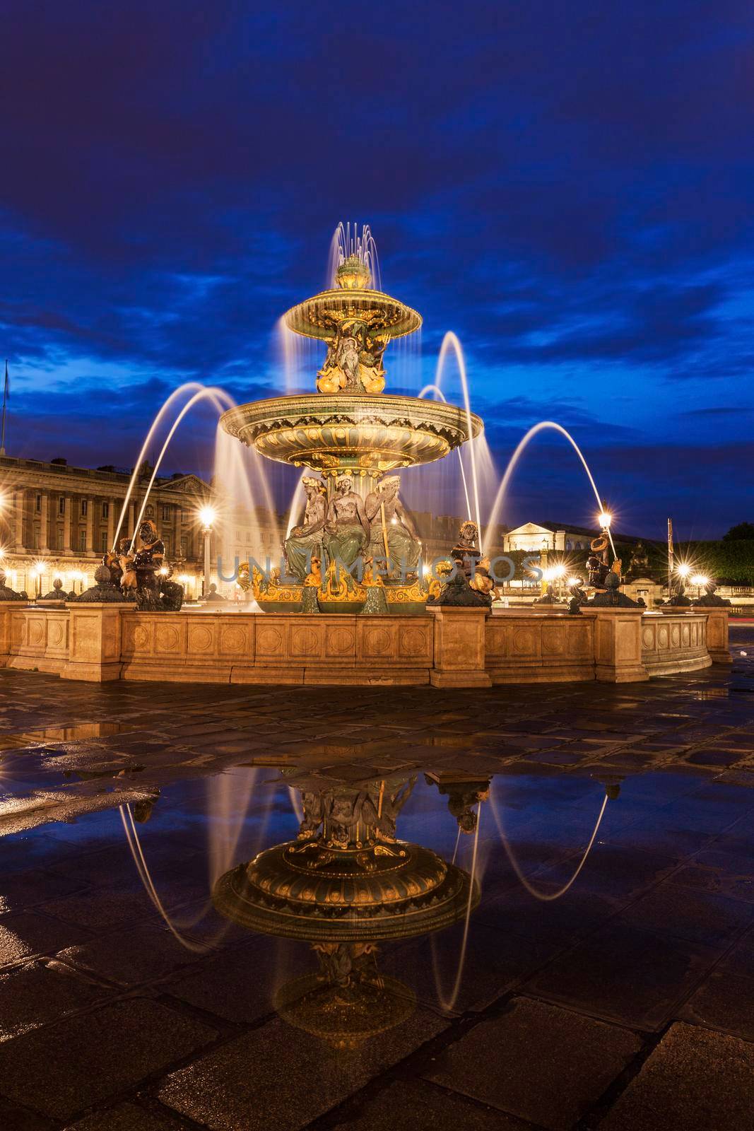 Fontaine des Fleuves on Place de la Concorde in Paris. Paris, France.